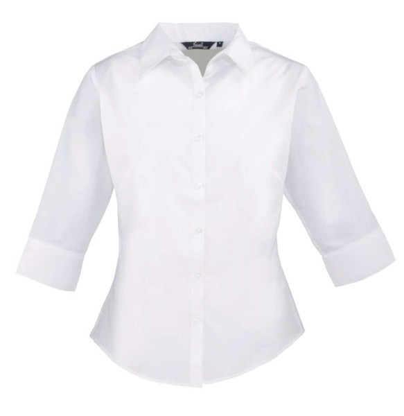 WOMEN'S POPLIN 3/4 SLEEVE BLOUSE Fehér 