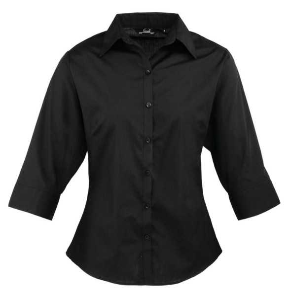 WOMEN'S POPLIN 3/4 SLEEVE BLOUSE Fekete 