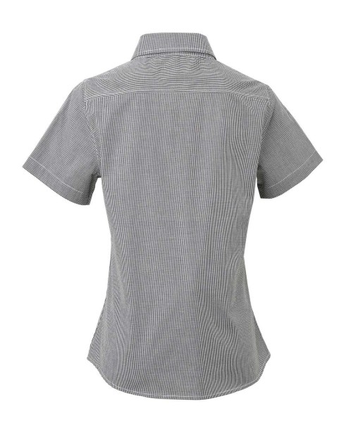 WOMEN'S SHORT SLEEVE GINGHAM MICROCHECK SHIRT Fekete 