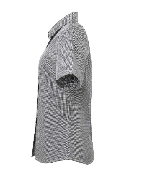 WOMEN'S SHORT SLEEVE GINGHAM MICROCHECK SHIRT Fekete 