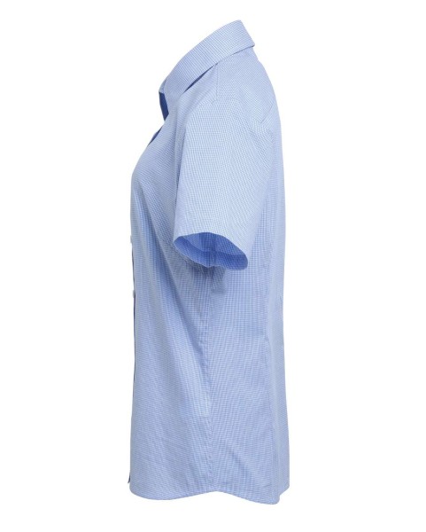 WOMEN'S SHORT SLEEVE GINGHAM MICROCHECK SHIRT Kék 