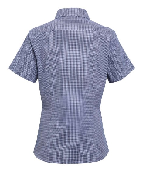 WOMEN'S SHORT SLEEVE GINGHAM MICROCHECK SHIRT Kék 