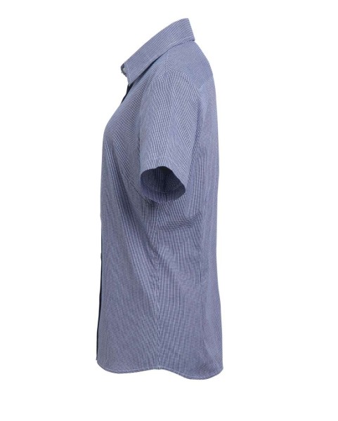 WOMEN'S SHORT SLEEVE GINGHAM MICROCHECK SHIRT Kék 