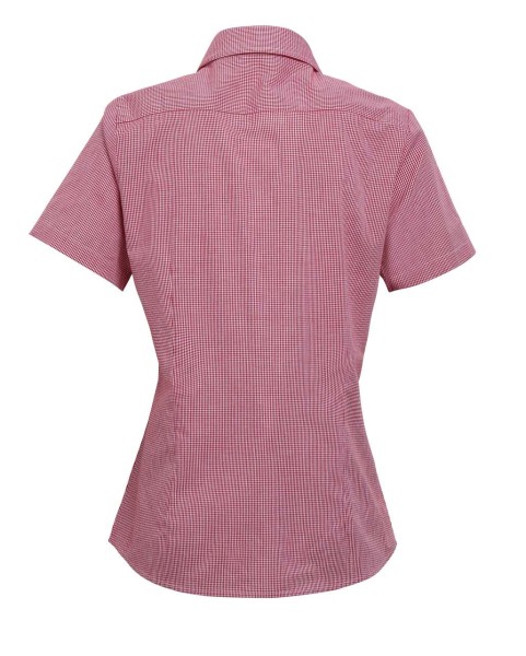 WOMEN'S SHORT SLEEVE GINGHAM MICROCHECK SHIRT Piros 