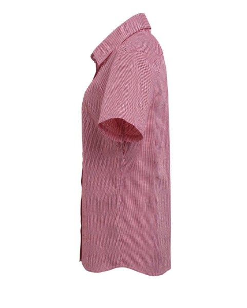 WOMEN'S SHORT SLEEVE GINGHAM MICROCHECK SHIRT Piros 