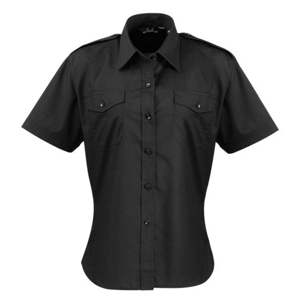 WOMEN'S SHORT SLEEVE PILOT SHIRT Fekete 