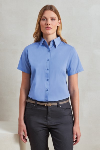 WOMEN'S SHORT SLEEVE POPLIN BLOUSE Fehér 