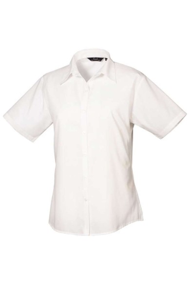 WOMEN'S SHORT SLEEVE POPLIN BLOUSE Fehér 