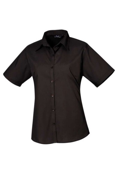 WOMEN'S SHORT SLEEVE POPLIN BLOUSE Fekete 