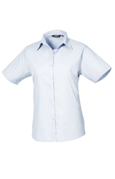 WOMEN'S SHORT SLEEVE POPLIN BLOUSE Kék 