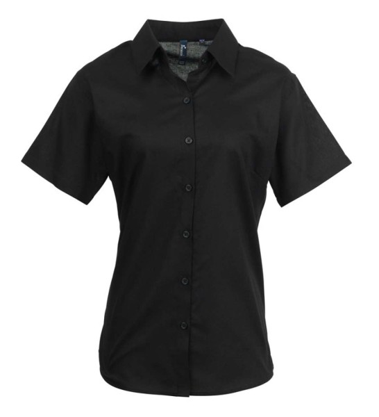 WOMEN'S SHORT SLEEVE SIGNATURE OXFORD BLOUSE Fekete 