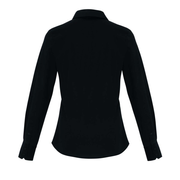 WOMEN'S STRETCH-FIT COTTON POPLIN LONG SLEEVE SHIRT Fekete 