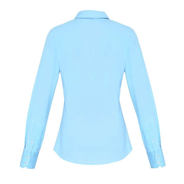WOMEN'S STRETCH-FIT COTTON POPLIN LONG SLEEVE SHIRT Kék 