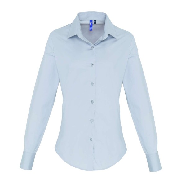 WOMEN'S STRETCH-FIT COTTON POPLIN LONG SLEEVE SHIRT Szürke 