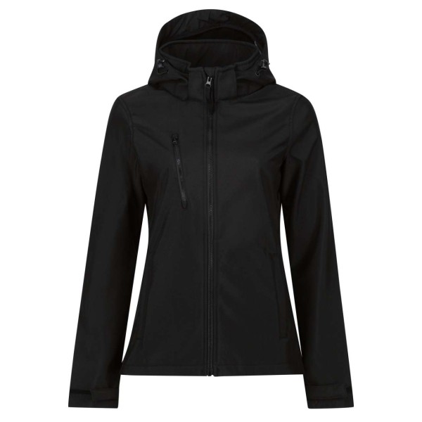 WOMEN'S VENTURER 3 LAYER HOODED PRINTABLE SOFTSHELL JACKET Fekete 
