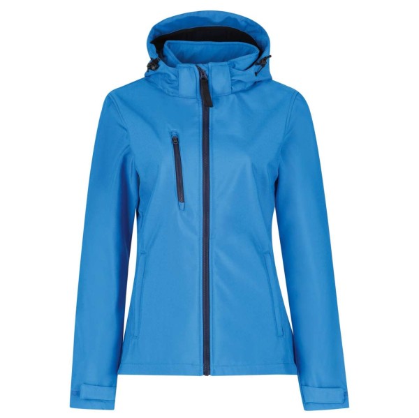 WOMEN'S VENTURER 3 LAYER HOODED PRINTABLE SOFTSHELL JACKET Kék 