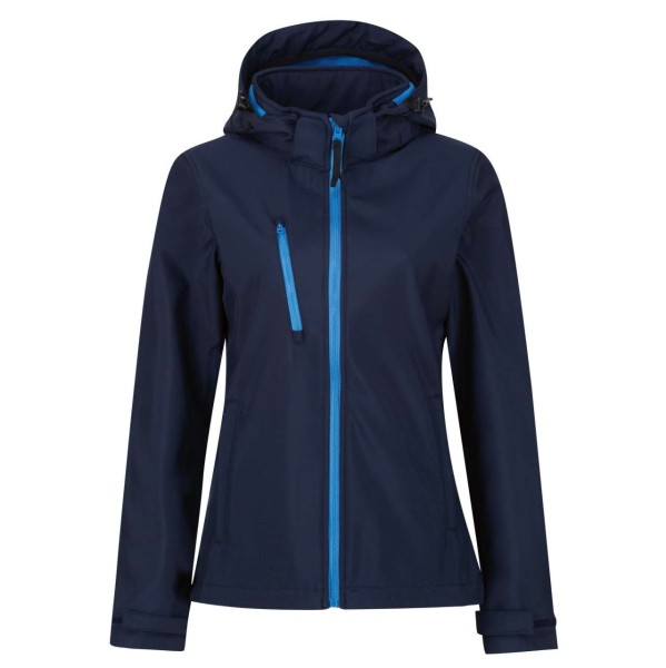 WOMEN'S VENTURER 3 LAYER HOODED PRINTABLE SOFTSHELL JACKET Kék 